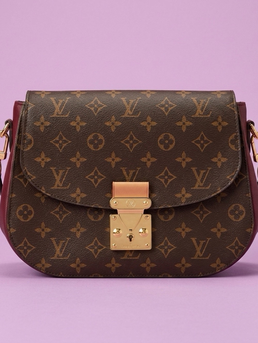 Louis Vuitton Monogram Shoulder Bag in Brown with Burgundy Sides